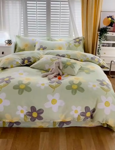 91家纺网 家纺一手货源 找家纺 2023-2024新款13070全棉好卖花型套件系列-四件套 五彩缤纷