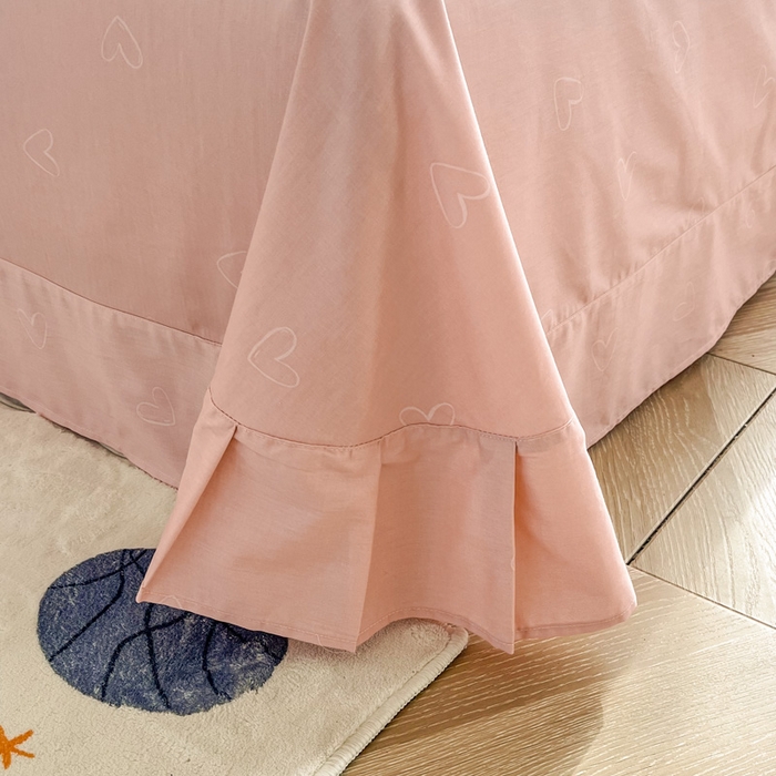 91家纺网 家纺一手货源 找家纺 2025新款13376宽幅全棉印花单床单系列可定制 初恋心语-粉