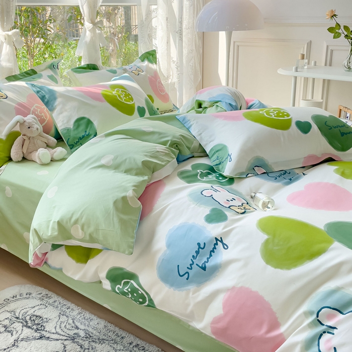 91家纺网 家纺一手货源 找家纺 2023-2024新款13070全棉好卖花型套件系列-四件套 心心念念