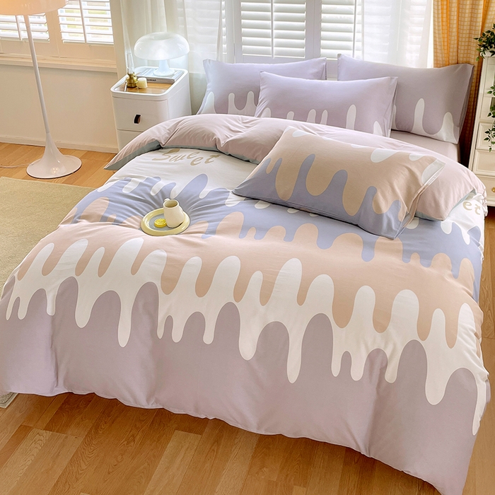 91家纺网 家纺一手货源 找家纺 2023-2024新款13070全棉好卖花型套件系列-四件套 奶油粉