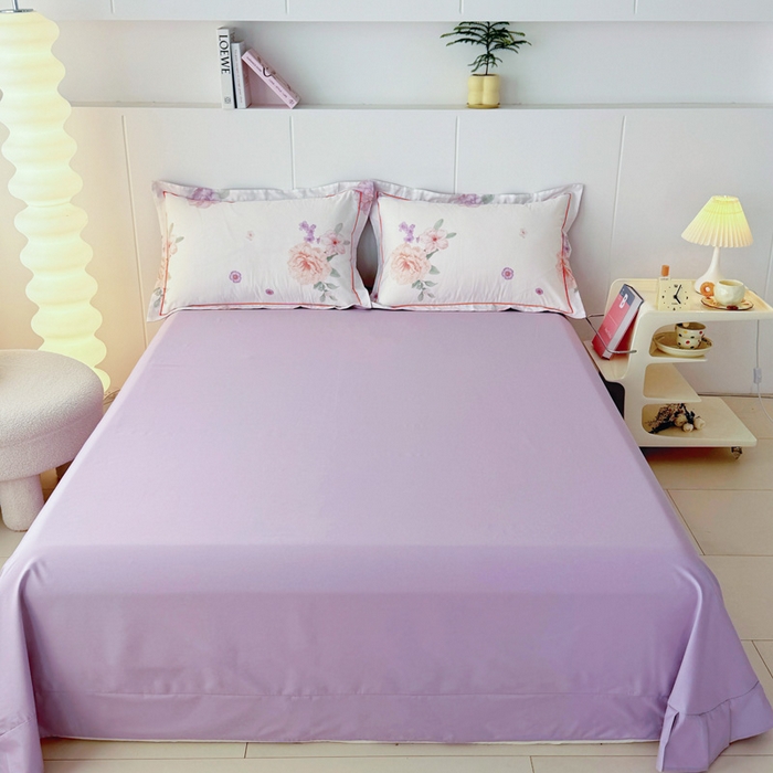 91家纺网 家纺一手货源 找家纺 2025新款13376宽幅全棉印花单床单系列可定制 长相思-紫