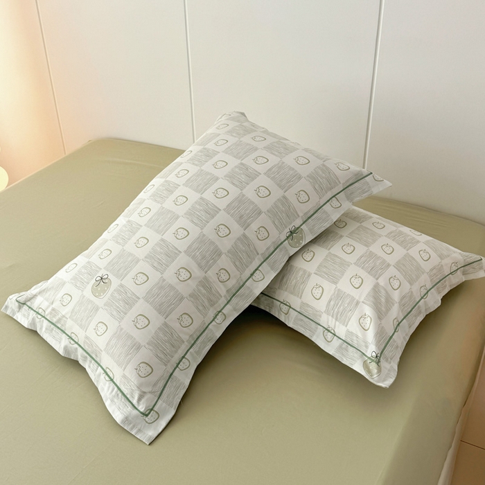 91家纺网 家纺一手货源 找家纺 2025新款13376宽幅全棉印花单枕套系列（有单品可定制） 有点甜-绿
