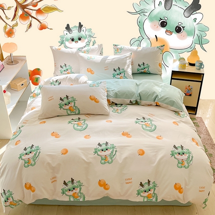 2023-2024新款13070全棉好卖花型套件系列-单床笠 小青龙