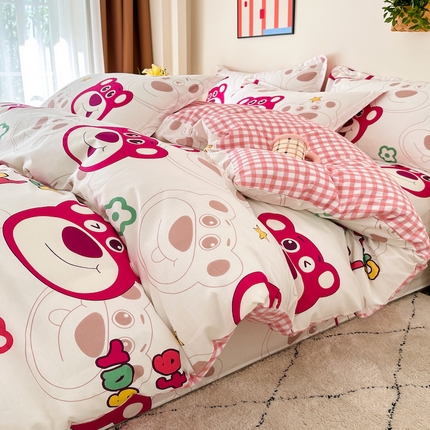 天之爱 2026新款全棉印花四件套 草莓熊熊