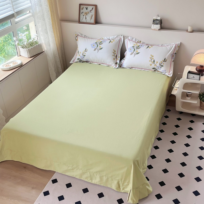 91家纺网 家纺一手货源 找家纺 2025新款13376宽幅全棉印花单床单系列可定制 春日遐想