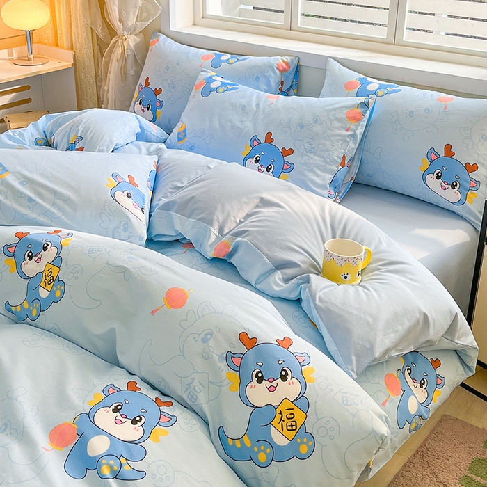 91家纺网 家纺一手货源 找家纺 2023-2024新款13070全棉好卖花型套件系列-单被套 瑞龙送福