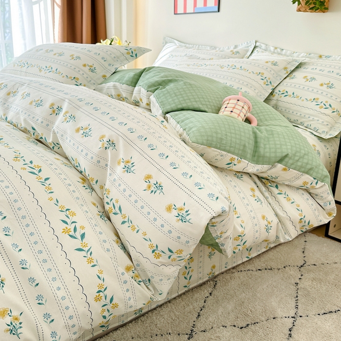 91家纺网 家纺一手货源 找家纺 天之爱 2025新款全棉印花四件套 花语初晴