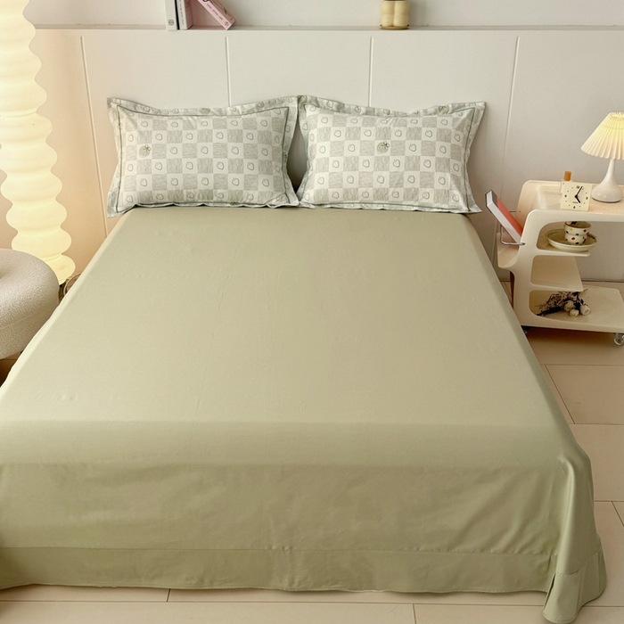 91家纺网 家纺一手货源 找家纺 2025新款13376宽幅全棉印花单床单系列可定制 有点甜-绿