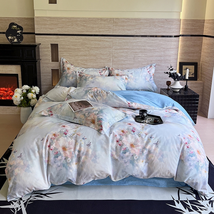 91家纺网 家纺一手货源 找家纺 2023-2024新款13070全棉好卖花型套件系列-单床笠 雾里寻花