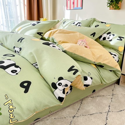 天之爱 2025新款全棉印花四件套 熊猫宝贝