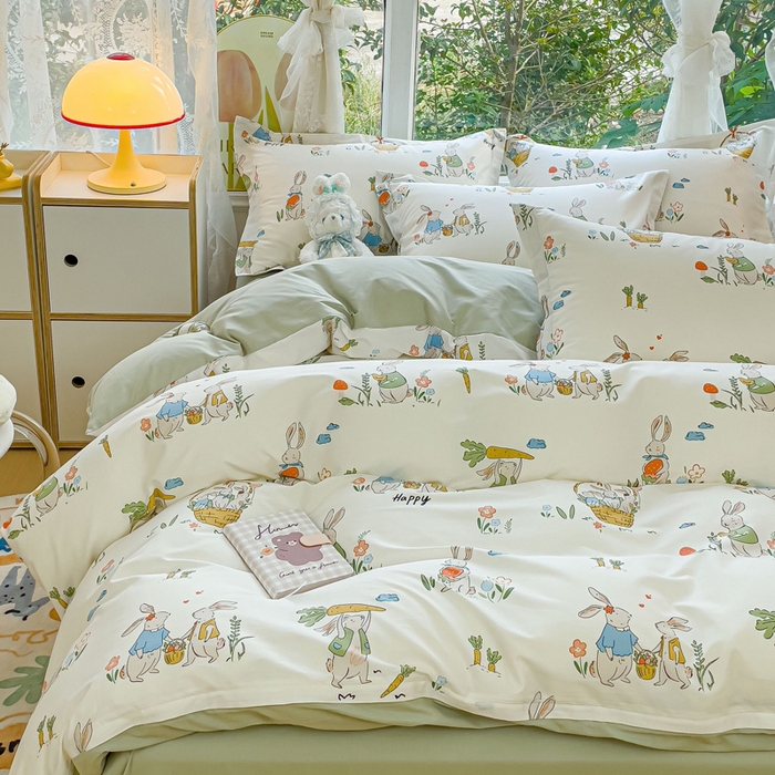 91家纺网 家纺一手货源 找家纺 2023-2024新款13070全棉好卖花型套件系列-单被套 收获满满绿色