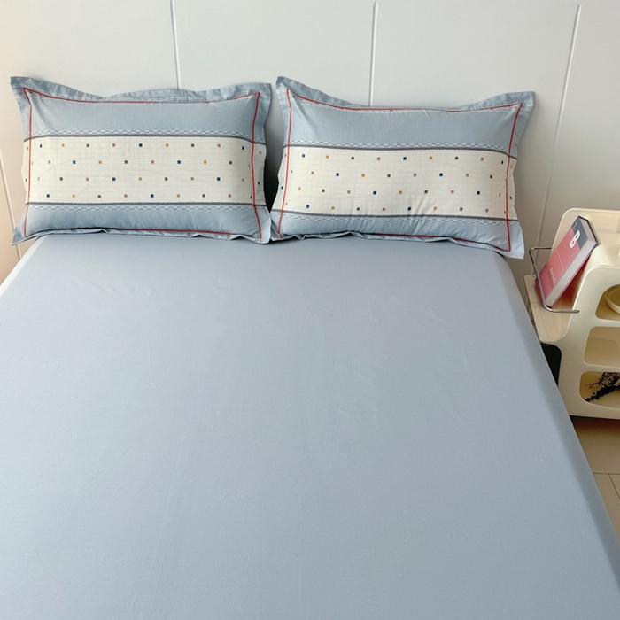 91家纺网 家纺一手货源 找家纺 2025新款13376宽幅全棉印花单床单系列可定制 时尚韵律-蓝