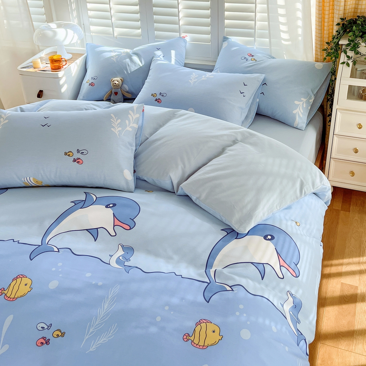 91家纺网 家纺一手货源 找家纺 2023-2024新款13070全棉好卖花型套件系列-四件套 海洋世界