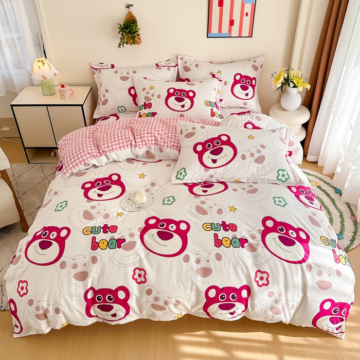 91家纺网 家纺一手货源 找家纺 天之爱 2026新款全棉印花四件套 草莓熊熊