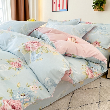 天之爱 2025新款全棉印花四件套 花涧烟雨