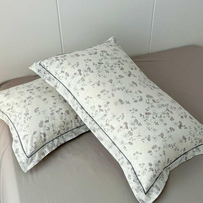 91家纺网 家纺一手货源 找家纺 2025新款13376宽幅全棉印花单枕套系列（有单品可定制） 夜来香-灰