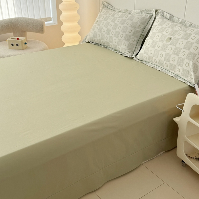 91家纺网 家纺一手货源 找家纺 2025新款13376宽幅全棉印花单床单系列可定制 有点甜-绿