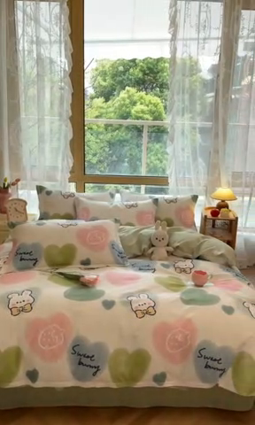 91家纺网 家纺一手货源 找家纺 2023-2024新款13070全棉好卖花型套件系列-四件套 心心念念