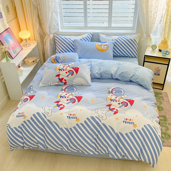 91家纺网 家纺一手货源 找家纺 2023-2024新款13070全棉好卖花型套件系列-单床笠 冲上云霄