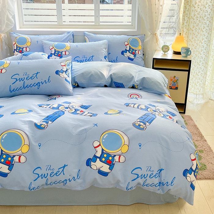 91家纺网 家纺一手货源 找家纺 2023-2024新款13070全棉好卖花型套件系列-单床笠 宇宙奥秘