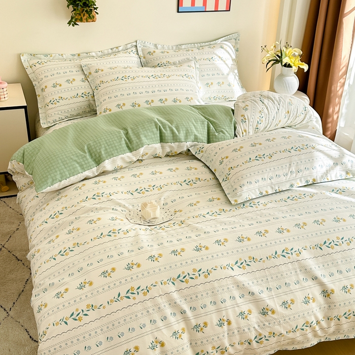 91家纺网 家纺一手货源 找家纺 天之爱 2025新款全棉印花四件套 花语初晴