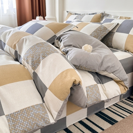 91家纺网 家纺一手货源 找家纺 天之爱 2025新款全棉印花四件套雅阁-灰