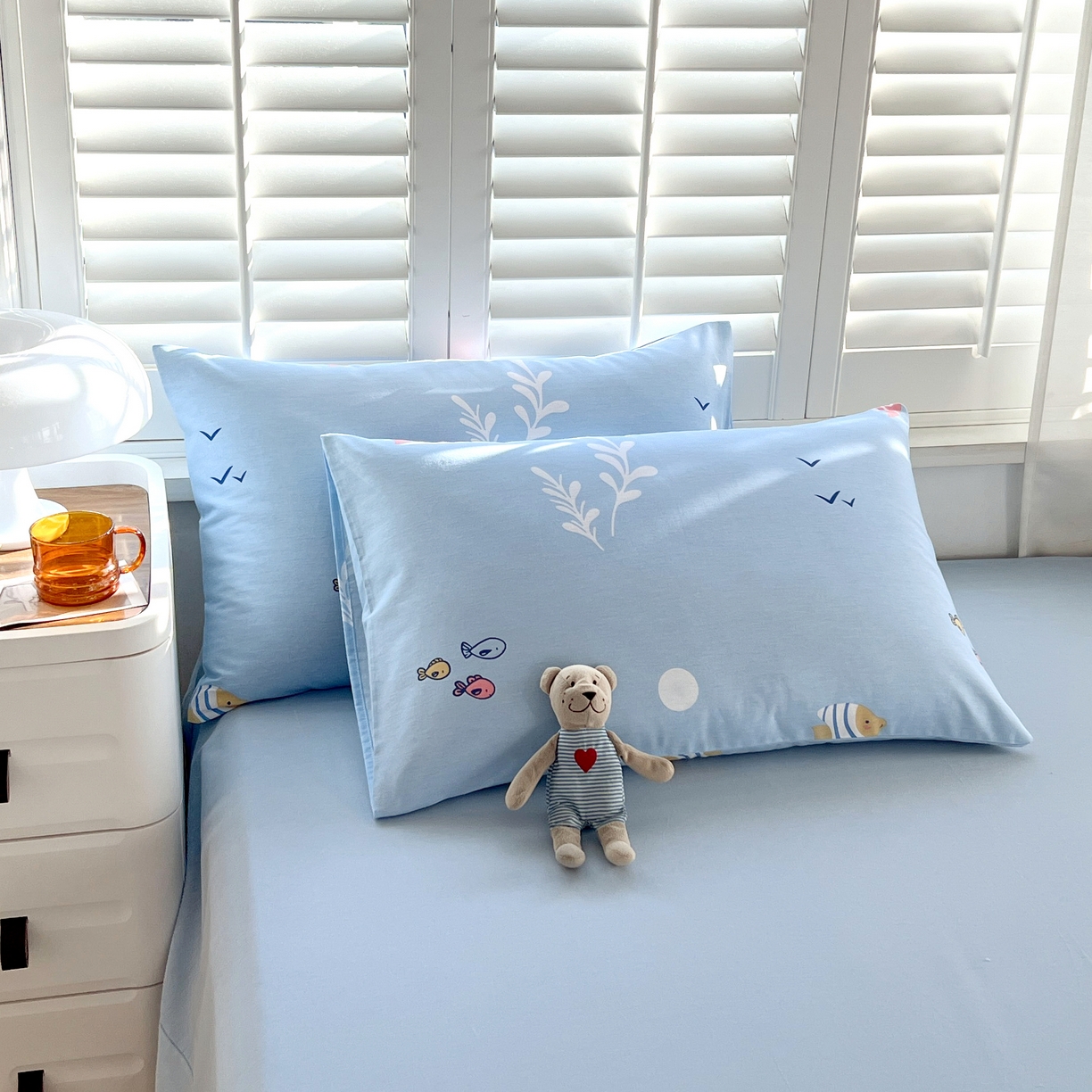 91家纺网 家纺一手货源 找家纺 2023-2024新款13070全棉好卖花型套件系列-单枕套 海洋世界