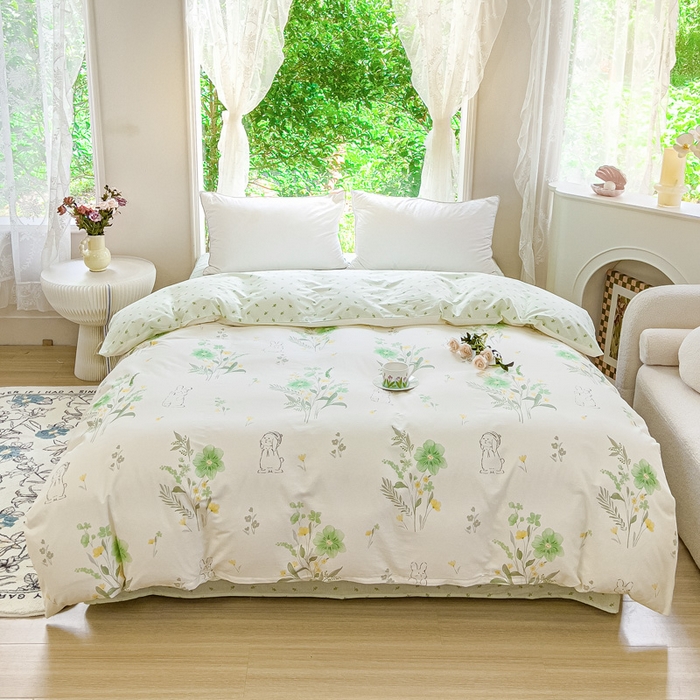 91家纺网 家纺一手货源 找家纺 2023-2024新款13070全棉好卖花型套件系列-四件套 花信子