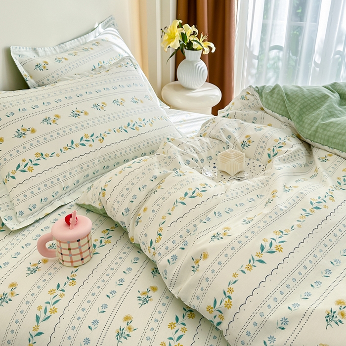 91家纺网 家纺一手货源 找家纺 天之爱 2025新款全棉印花四件套 花语初晴