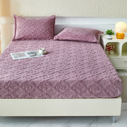 91家纺网 家纺一手货源 找家纺 （买家秀爆款不断货）A类母婴级塔芙绒床笠泡泡牛奶绒床笠珊瑚绒床笠雪花绒床笠牛奶绒床罩珊瑚绒床罩床垫套 山茶花-香芋紫