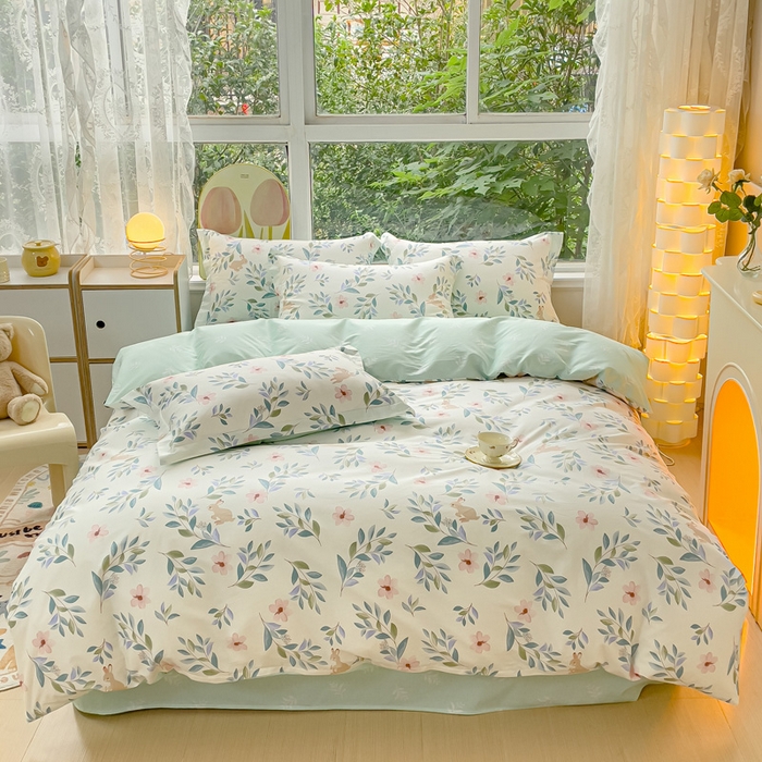 91家纺网 家纺一手货源 找家纺 2023-2024新款13070全棉好卖花型套件系列-四件套 莫妮卡