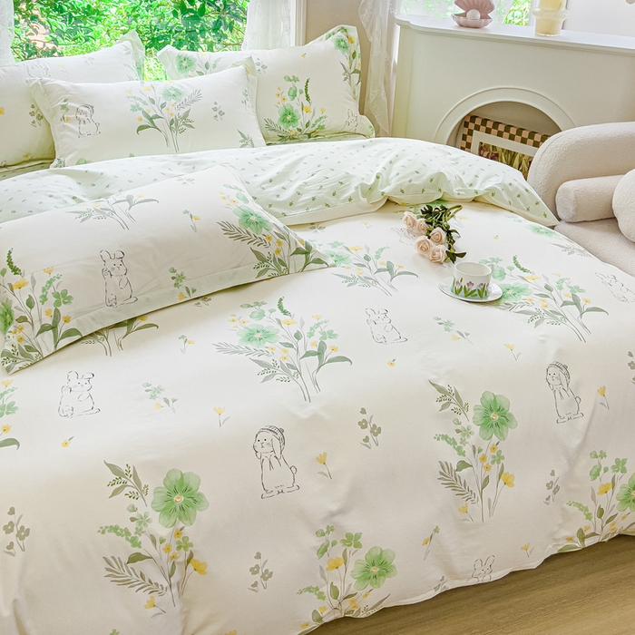 91家纺网 家纺一手货源 找家纺 2023-2024新款13070全棉好卖花型套件系列-单床笠 花信子