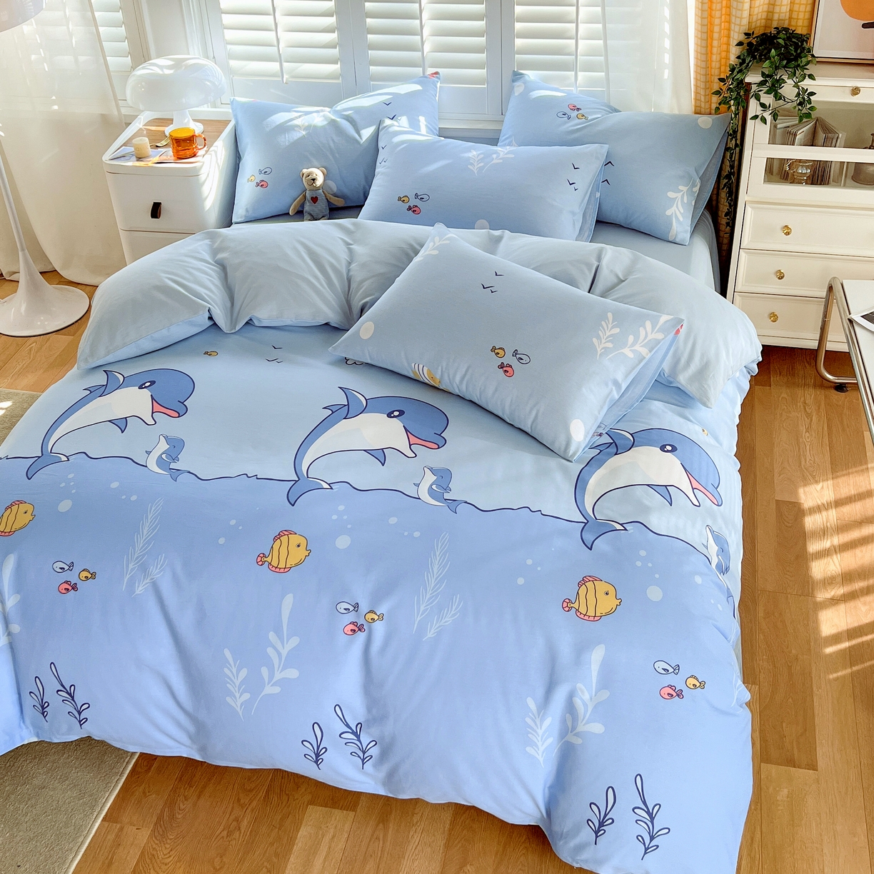 91家纺网 家纺一手货源 找家纺 2023-2024新款13070全棉好卖花型套件系列-四件套 海洋世界