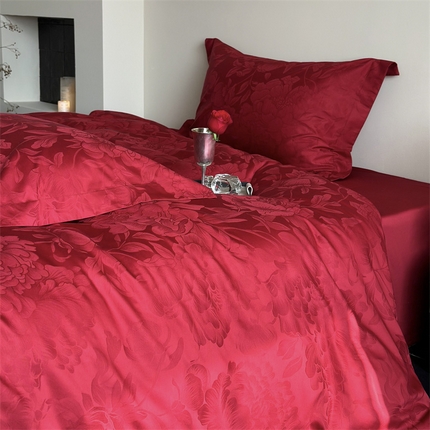 91家纺网 家纺一手货源 找家纺 （总）鹿班家居 2025新款100S长绒棉精美提花系列四件套-玫瑰美遇（标准会员-20）