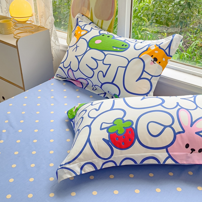 91家纺网 家纺一手货源 找家纺 2023-2024新款13070全棉好卖花型套件系列-单枕套 字母派对