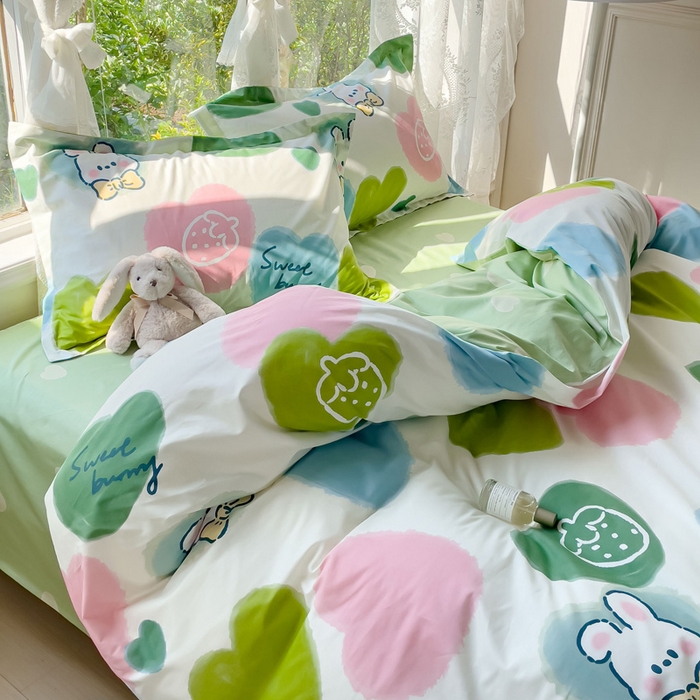 91家纺网 家纺一手货源 找家纺 2023-2024新款13070全棉好卖花型套件系列-四件套 心心念念