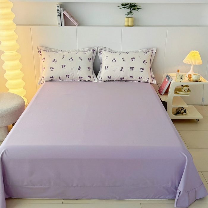 91家纺网 家纺一手货源 找家纺 2025新款13376宽幅全棉印花单床单系列可定制 郁见你-紫