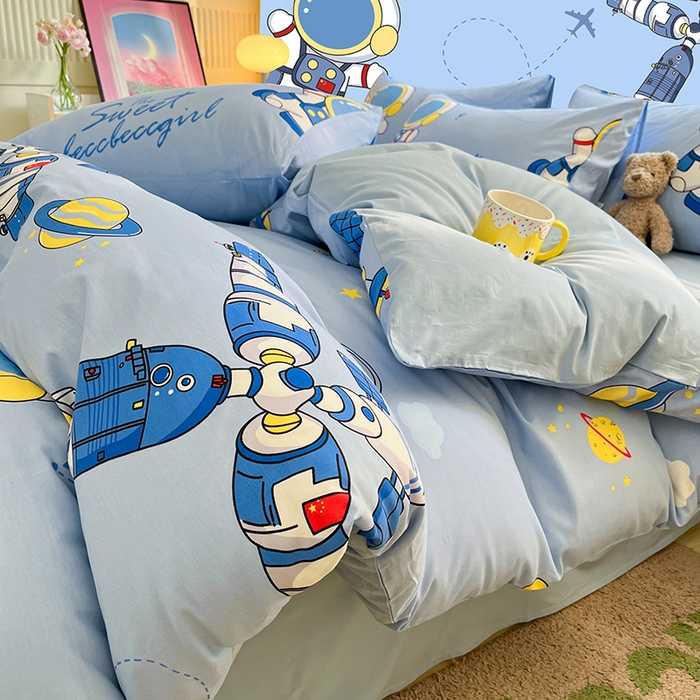 91家纺网 家纺一手货源 找家纺 2023-2024新款13070全棉好卖花型套件系列-四件套 宇宙奥秘