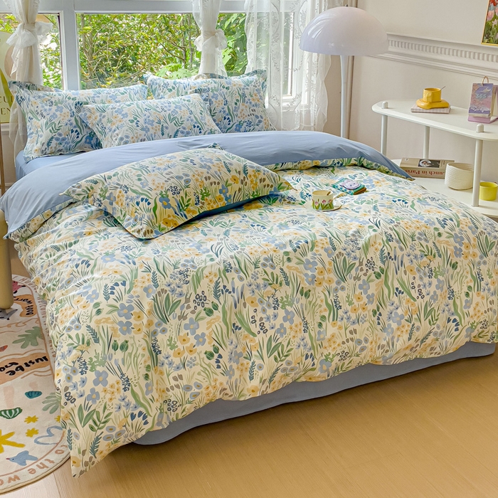 91家纺网 家纺一手货源 找家纺 2023-2024新款13070全棉好卖花型套件系列-四件套 踏青