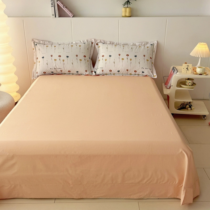 91家纺网 家纺一手货源 找家纺 2025新款13376宽幅全棉印花单床单系列可定制 蝶恋花-米