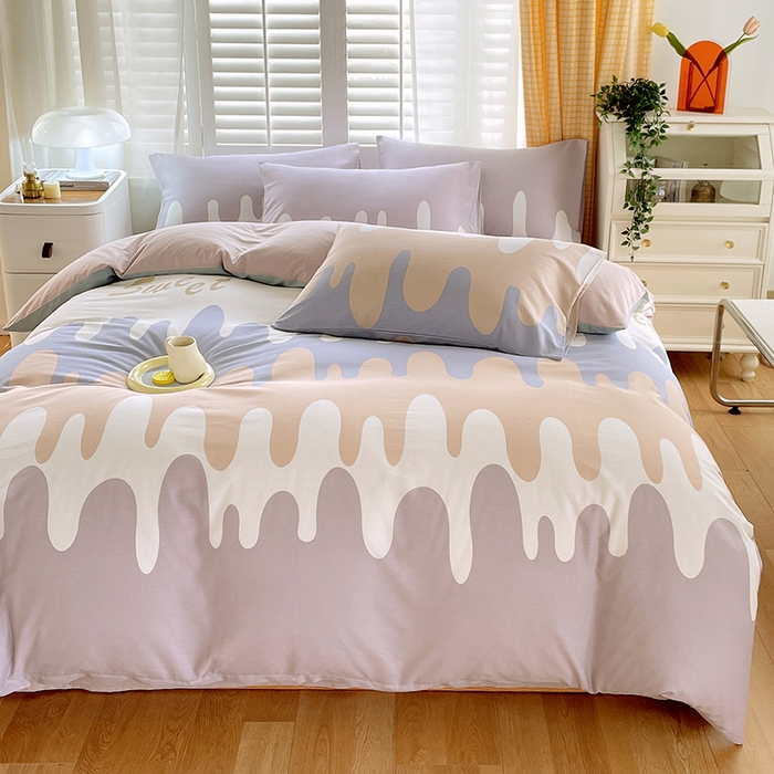 91家纺网 家纺一手货源 找家纺 2023-2024新款13070全棉好卖花型套件系列-四件套 奶油粉