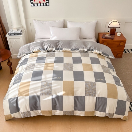 91家纺网 家纺一手货源 找家纺 天之爱 2025新款全棉印花单被套雅阁-灰