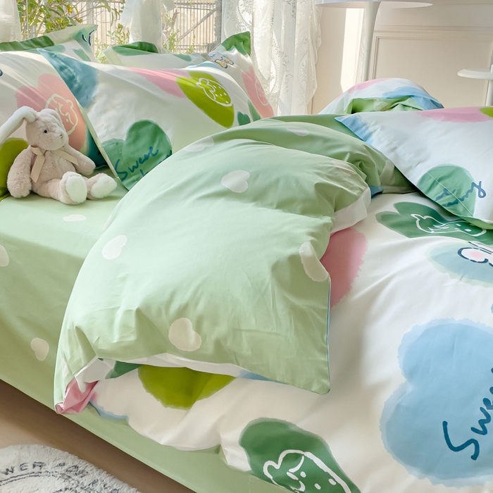 91家纺网 家纺一手货源 找家纺 2023-2024新款13070全棉好卖花型套件系列-四件套 心心念念