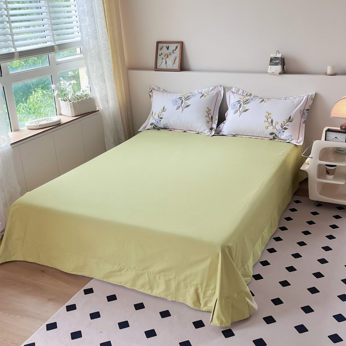 91家纺网 家纺一手货源 找家纺 2025新款13376宽幅全棉印花单床单系列可定制 春日遐想