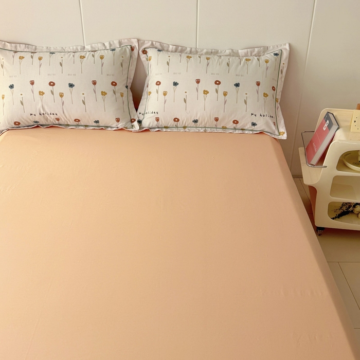 91家纺网 家纺一手货源 找家纺 2025新款13376宽幅全棉印花单床单系列可定制 蝶恋花-米