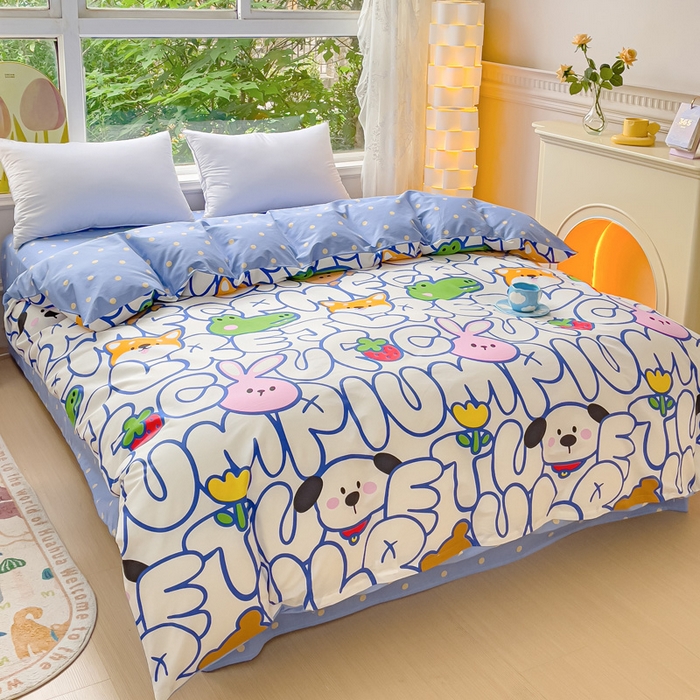 91家纺网 家纺一手货源 找家纺 2023-2024新款13070全棉好卖花型套件系列-单被套 字母派对