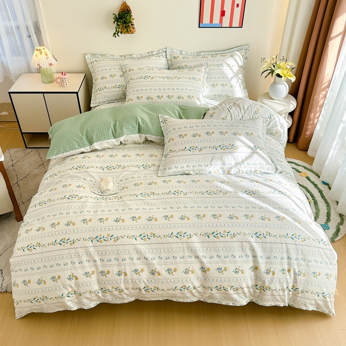 91家纺网 家纺一手货源 找家纺 天之爱 2025新款全棉印花四件套 花语初晴