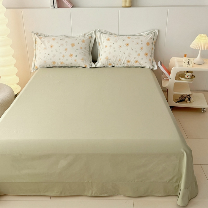 91家纺网 家纺一手货源 找家纺 2025新款13376宽幅全棉印花单床单系列可定制 花仙子-黄