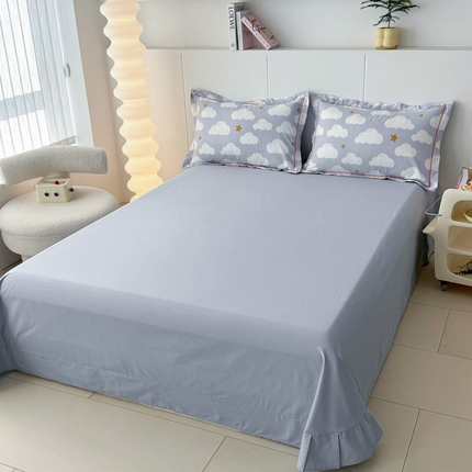 2025新款13376宽幅全棉印花单床单系列可定制 踏浪-蓝