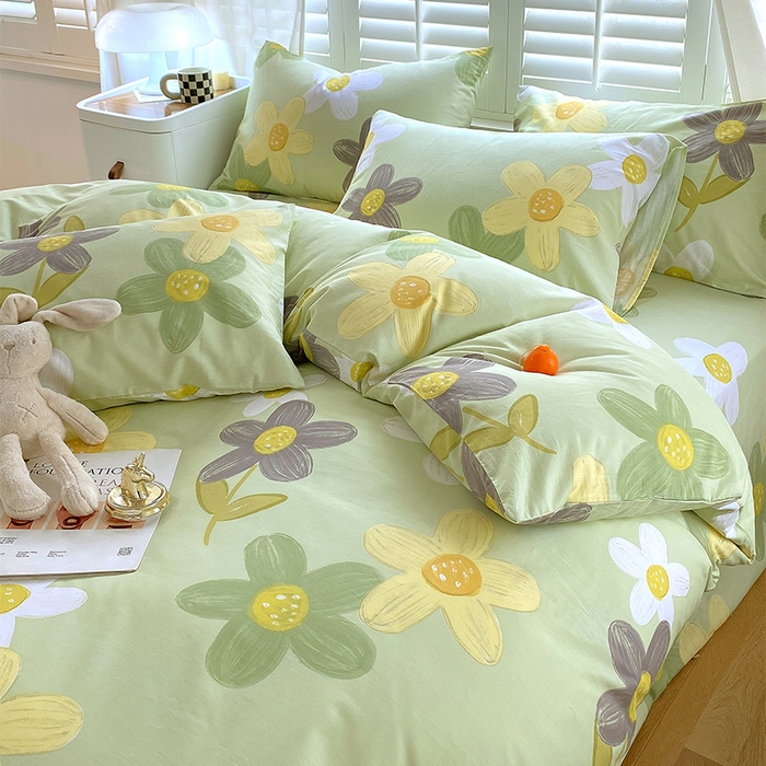 91家纺网 家纺一手货源 找家纺 2023-2024新款13070全棉好卖花型套件系列-单床笠 五彩缤纷